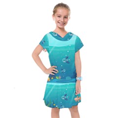 Ai Generated Ocean Sea Fish Aquatic Water Nature 2 Kids  Drop Waist Dress by Pakemis