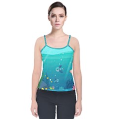 Ai Generated Ocean Sea Fish Aquatic Water Nature 2 Velvet Spaghetti Strap Top by Pakemis