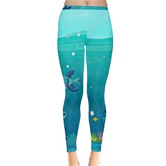 Ai Generated Ocean Sea Fish Aquatic Water Nature 2 Inside Out Leggings by Pakemis