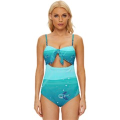 Ai Generated Ocean Sea Fish Aquatic Water Nature 2 Knot Front One-piece Swimsuit by Pakemis