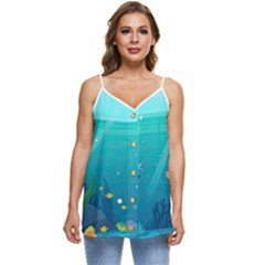 Ai Generated Ocean Sea Fish Aquatic Water Nature 2 Casual Spaghetti Strap Chiffon Top by Pakemis