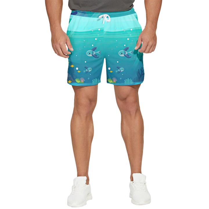 Ai Generated Ocean Sea Fish Aquatic Water Nature 2 Men s Runner Shorts