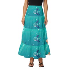 Ai Generated Ocean Sea Fish Aquatic Water Nature 2 Tiered Ruffle Maxi Skirt