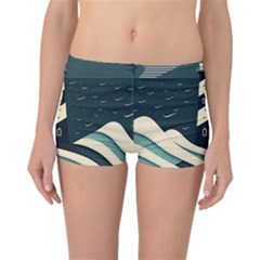 Lighthouse Abstract Ocean Sea Waves Water Blue Boyleg Bikini Bottoms by Pakemis