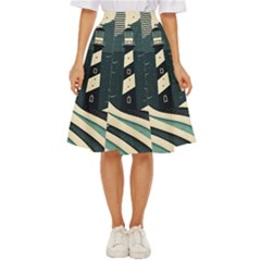 Lighthouse Abstract Ocean Sea Waves Water Blue Classic Short Skirt by Pakemis