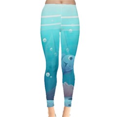 Ai Generated Ocean Sea Fish Aquatic Water Nature 4 Leggings  by Pakemis