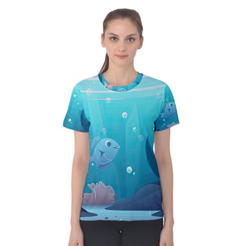 Ai Generated Ocean Sea Fish Aquatic Water Nature 4 Women s Cotton Tee by Pakemis