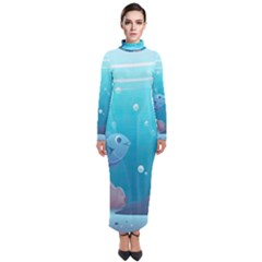 Ai Generated Ocean Sea Fish Aquatic Water Nature 4 Turtleneck Maxi Dress by Pakemis