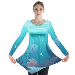 Ai Generated Ocean Sea Fish Aquatic Water Nature 4 Long Sleeve Tunic  by Pakemis