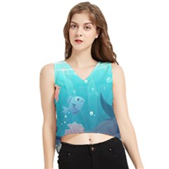 Ai Generated Ocean Sea Fish Aquatic Water Nature 4 V-neck Cropped Tank Top by Pakemis