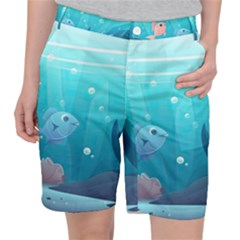 Ai Generated Ocean Sea Fish Aquatic Water Nature 4 Pocket Shorts by Pakemis