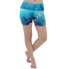 Ai Generated Ocean Sea Fish Aquatic Water Nature 4 Lightweight Velour Yoga Shorts by Pakemis