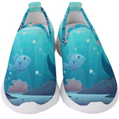 Ai Generated Ocean Sea Fish Aquatic Water Nature 4 Kids  Slip On Sneakers by Pakemis