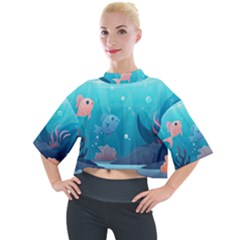 Ai Generated Ocean Sea Fish Aquatic Water Nature 4 Mock Neck Tee by Pakemis