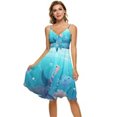 Ai Generated Ocean Sea Fish Aquatic Water Nature 4 Sleeveless Tie Front Chiffon Dress by Pakemis