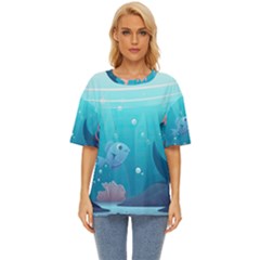 Ai Generated Ocean Sea Fish Aquatic Water Nature 4 Oversized Basic Tee by Pakemis