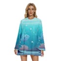 Ai Generated Ocean Sea Fish Aquatic Water Nature 4 Round Neck Long Sleeve Bohemian Style Chiffon Mini Dress View1