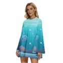 Ai Generated Ocean Sea Fish Aquatic Water Nature 4 Round Neck Long Sleeve Bohemian Style Chiffon Mini Dress View2