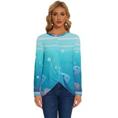 Ai Generated Ocean Sea Fish Aquatic Water Nature 4 Long Sleeve Crew Neck Pullover Top by Pakemis