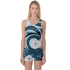 Flowers Pattern Floral Ocean Abstract Digital Art One Piece Boyleg Swimsuit by Pakemis