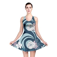 Flowers Pattern Floral Ocean Abstract Digital Art Reversible Skater Dress by Pakemis