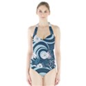 Flowers Pattern Floral Ocean Abstract Digital Art Halter Swimsuit View1