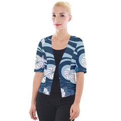 Flowers Pattern Floral Ocean Abstract Digital Art Cropped Button Cardigan by Pakemis