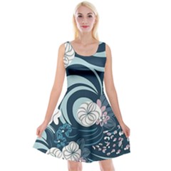 Flowers Pattern Floral Ocean Abstract Digital Art Reversible Velvet Sleeveless Dress by Pakemis