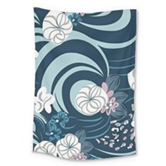 Flowers Pattern Floral Ocean Abstract Digital Art Large Tapestry by Pakemis