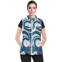 Flowers Pattern Floral Ocean Abstract Digital Art Women s Puffer Vest by Pakemis