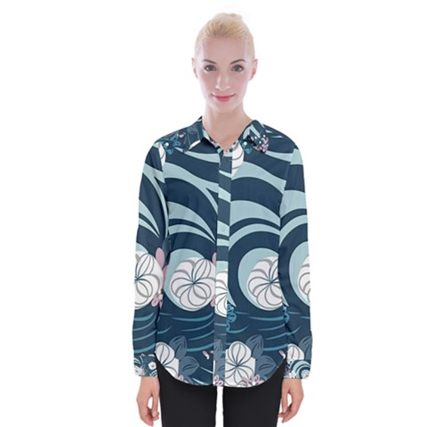 Flowers Pattern Floral Ocean Abstract Digital Art Womens Long Sleeve Shirt by Pakemis