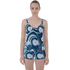 Flowers Pattern Floral Ocean Abstract Digital Art Tie Front Two Piece Tankini by Pakemis