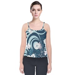 Flowers Pattern Floral Ocean Abstract Digital Art Velvet Spaghetti Strap Top by Pakemis