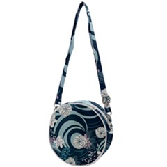 Flowers Pattern Floral Ocean Abstract Digital Art Crossbody Circle Bag by Pakemis