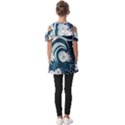 Flowers Pattern Floral Ocean Abstract Digital Art Fold Over Open Sleeve Top View2