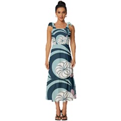 Flowers Pattern Floral Ocean Abstract Digital Art Tie-strap Tiered Midi Chiffon Dress by Pakemis