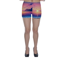 Sunset Ocean Beach Water Tropical Island Vacation 3 Skinny Shorts by Pakemis