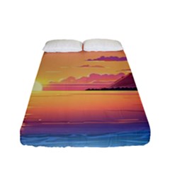 Sunset Ocean Beach Water Tropical Island Vacation 3 Fitted Sheet (full/ Double Size) by Pakemis