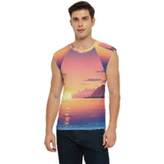 Sunset Ocean Beach Water Tropical Island Vacation 3 Men s Raglan Cap Sleeve Tee by Pakemis