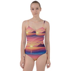 Sunset Ocean Beach Water Tropical Island Vacation 3 Sweetheart Tankini Set by Pakemis