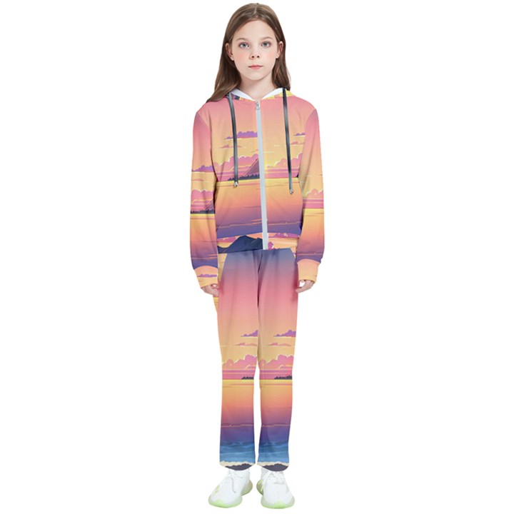 Sunset Ocean Beach Water Tropical Island Vacation 3 Kids  Tracksuit