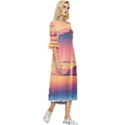 Sunset Ocean Beach Water Tropical Island Vacation 3 Double Cuff Midi Dress View3