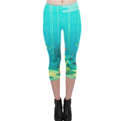 Intro Youtube Background Wallpaper Aquatic Water Capri Leggings  by Pakemis