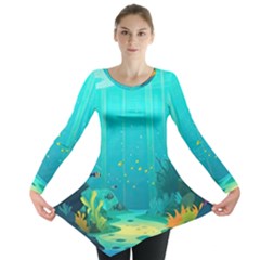 Intro Youtube Background Wallpaper Aquatic Water Long Sleeve Tunic  by Pakemis