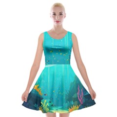 Intro Youtube Background Wallpaper Aquatic Water Velvet Skater Dress by Pakemis