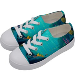 Intro Youtube Background Wallpaper Aquatic Water Kids  Low Top Canvas Sneakers by Pakemis