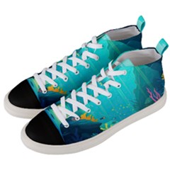 Intro Youtube Background Wallpaper Aquatic Water Men s Mid-top Canvas Sneakers by Pakemis