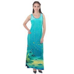 Intro Youtube Background Wallpaper Aquatic Water Sleeveless Velour Maxi Dress by Pakemis