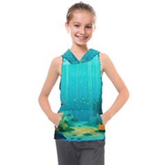 Intro Youtube Background Wallpaper Aquatic Water Kids  Sleeveless Hoodie by Pakemis