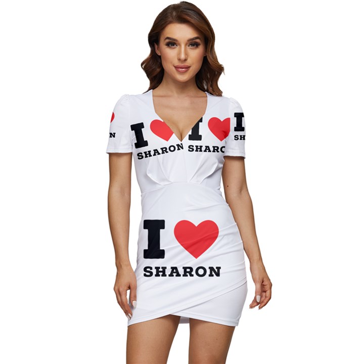 I love sharon Low Cut Cap Sleeve Mini Dress